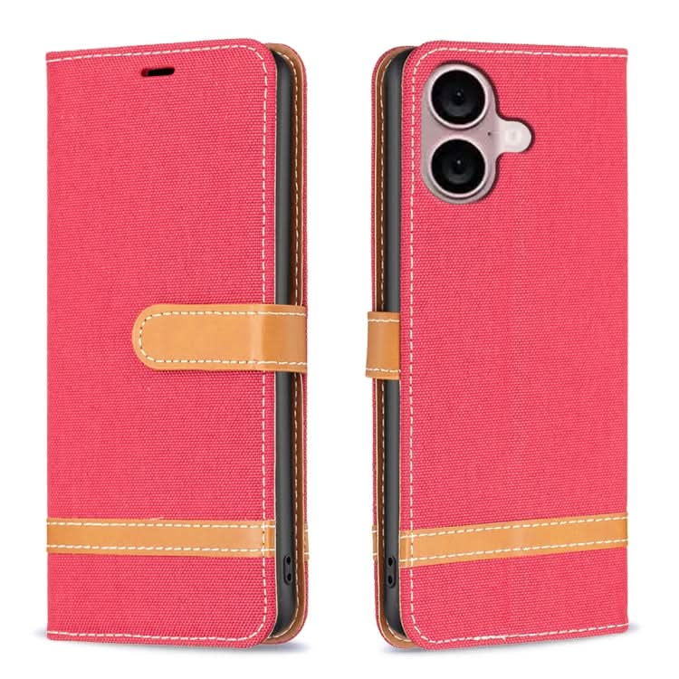 Color Block Denim Texture Leather Phone Case, Series 2