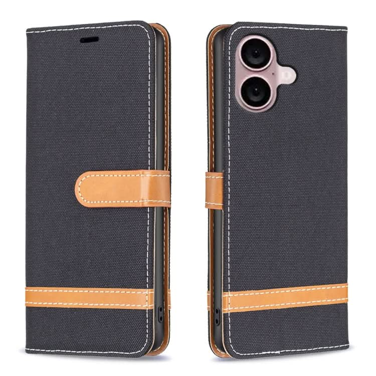 Color Block Denim Texture Leather Phone Case, Series 2