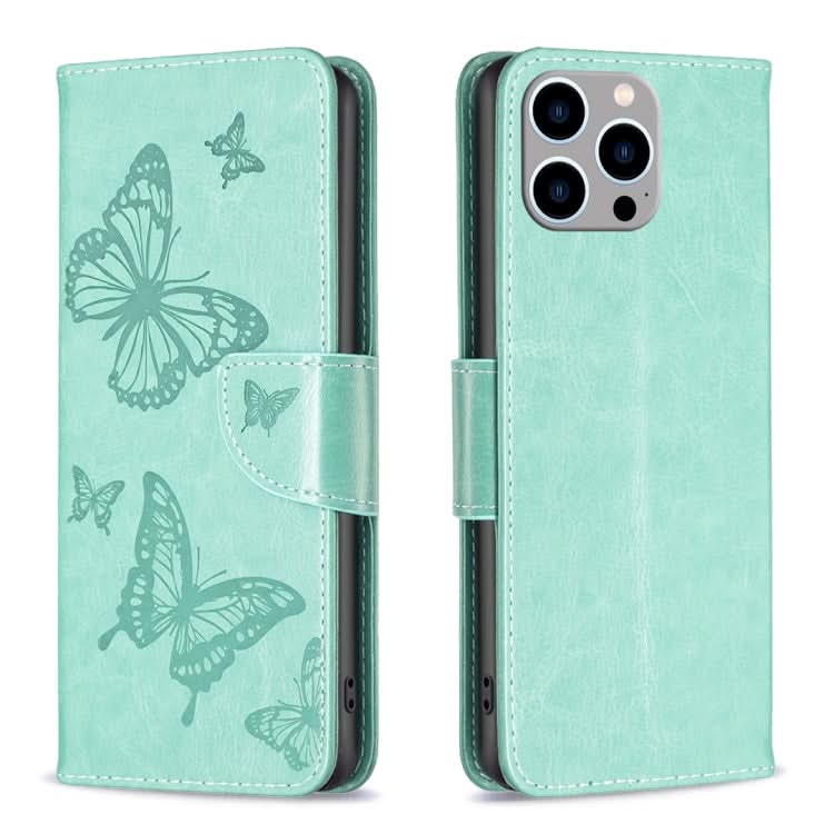 Embossing Two Butterflies Pattern Leather Phone Case, Series 2