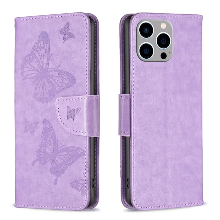 Embossing Two Butterflies Pattern Leather Phone Case, Series 2