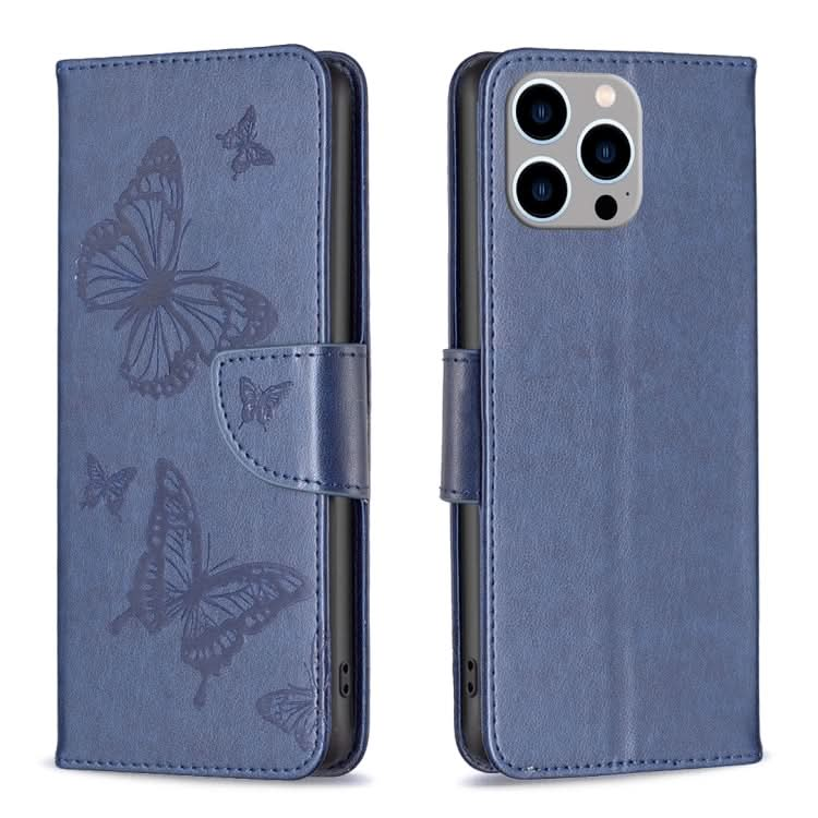 Embossing Two Butterflies Pattern Leather Phone Case, Series 2