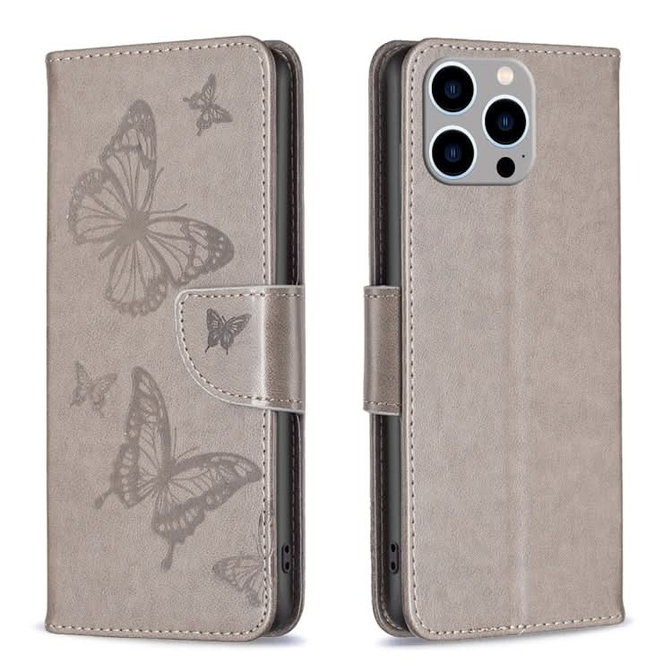 Embossing Two Butterflies Pattern Leather Phone Case, Series 2