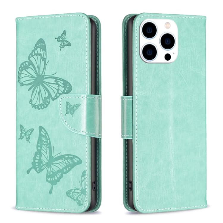 Embossing Two Butterflies Pattern Leather Phone Case, Series 1