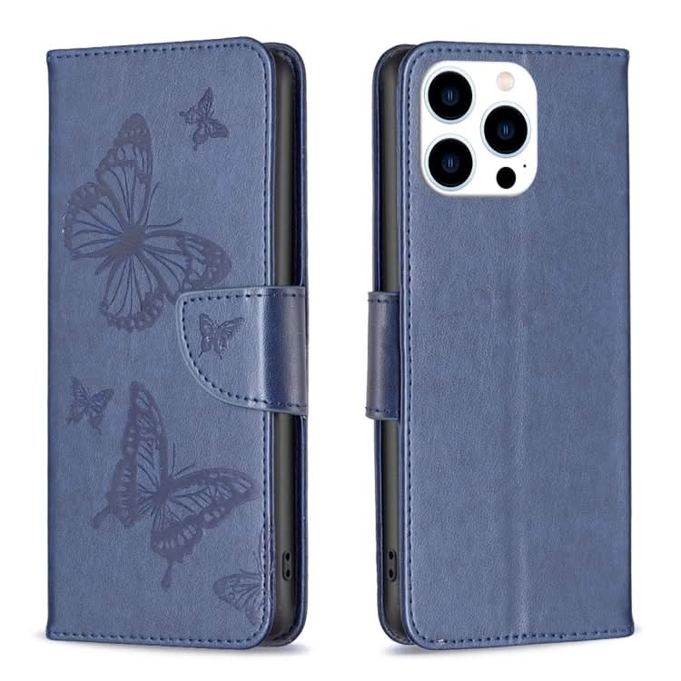 Embossing Two Butterflies Pattern Leather Phone Case, Series 1