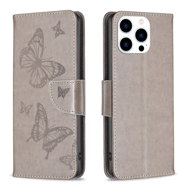 Embossing Two Butterflies Pattern Leather Phone Case, Series 1