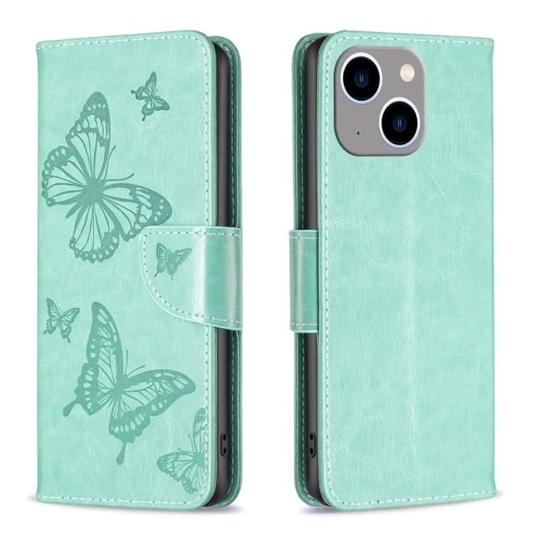 Embossing Two Butterflies Pattern Leather Phone Case, Series 1