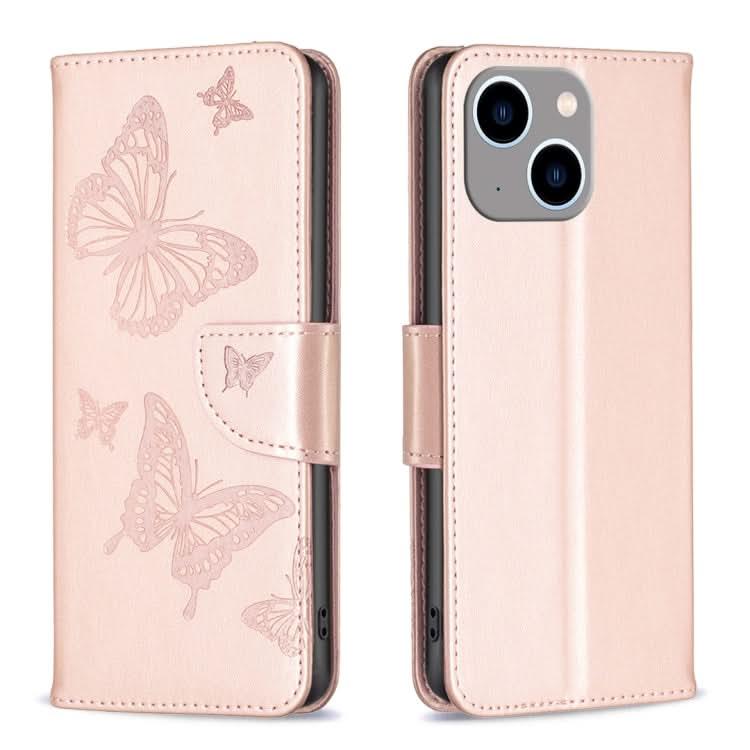 Embossing Two Butterflies Pattern Leather Phone Case, Series 1