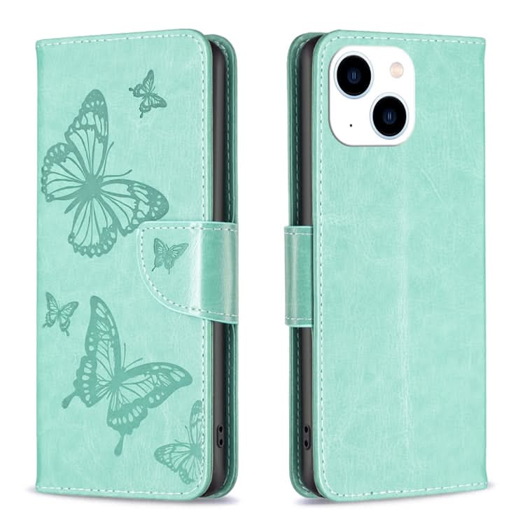 Embossing Two Butterflies Pattern Leather Phone Case, Series 1