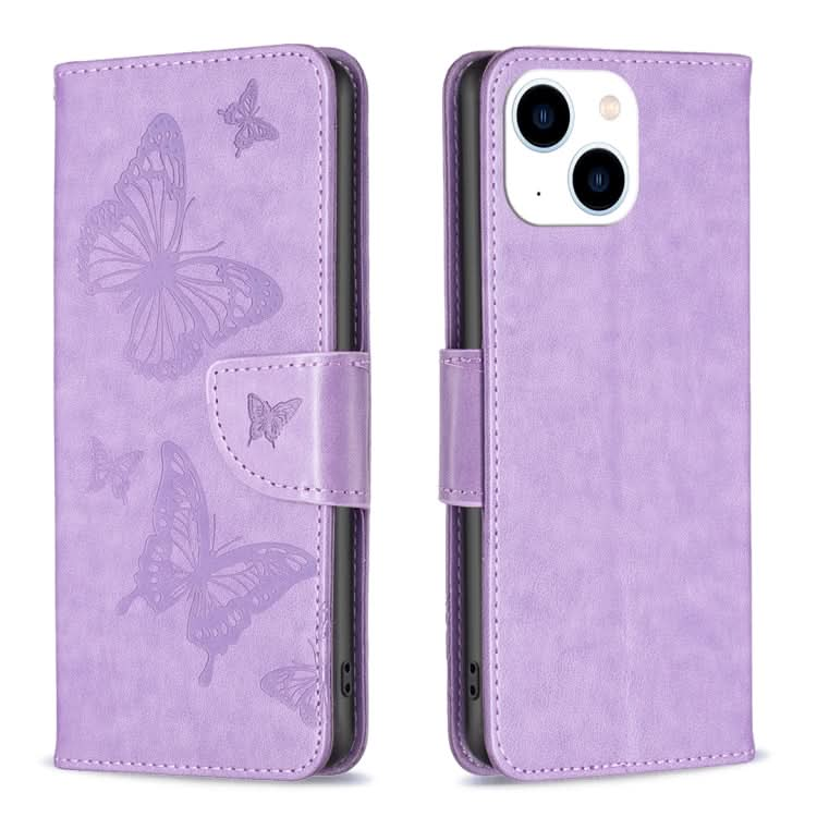 Embossing Two Butterflies Pattern Leather Phone Case, Series 1