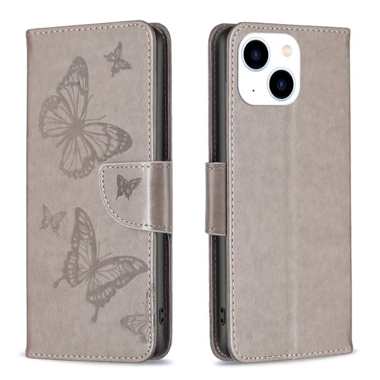 Embossing Two Butterflies Pattern Leather Phone Case, Series 1