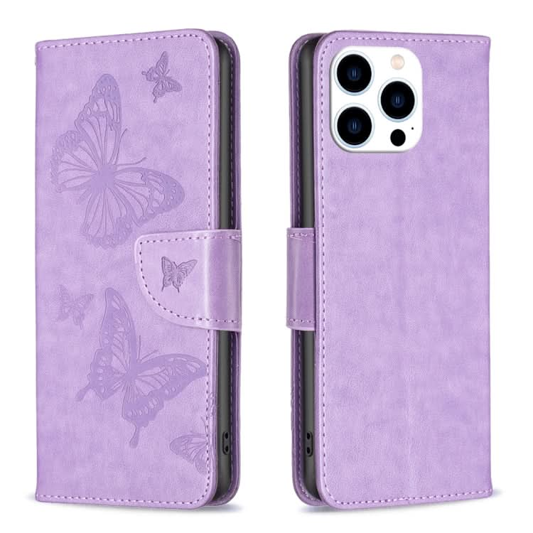 Embossing Two Butterflies Pattern Leather Phone Case, Series 2