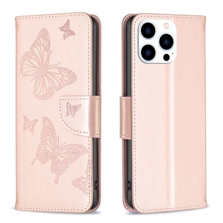 Embossing Two Butterflies Pattern Leather Phone Case, Series 2