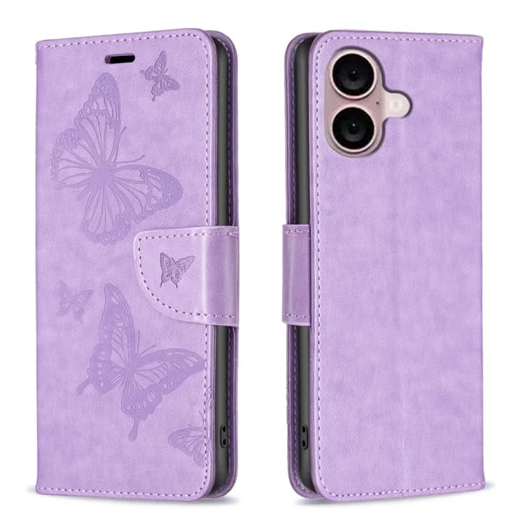 Embossing Two Butterflies Pattern Leather Phone Case, Series 2