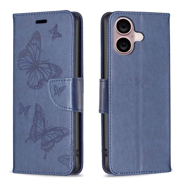 Embossing Two Butterflies Pattern Leather Phone Case, Series 2