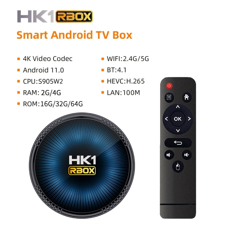 HK1RBOX-W2 Android 11.0 Amlogic S905W2 Quad Core Smart TV Box