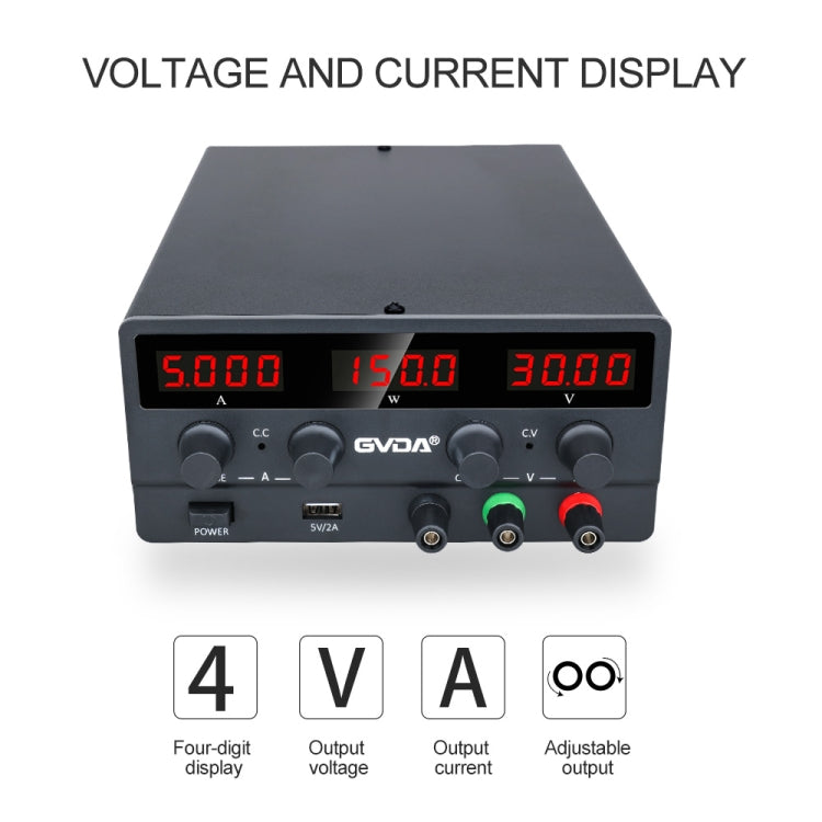 GVDA SPS-H305 30V-5A Adjustable Voltage Regulator, EU Plug