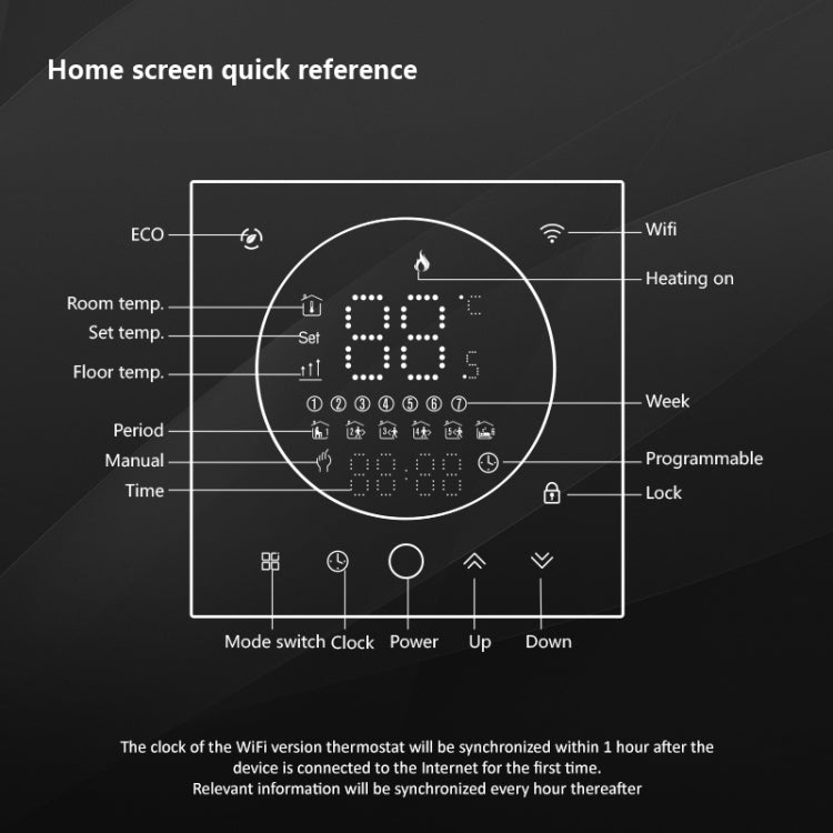 BHT-008GBL 95-240V AC 16A Smart Home Electric Heating LED Thermostat Without WiFi