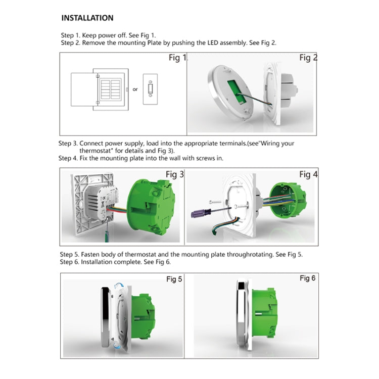 BHT-6001GALW 95-240V AC 5A Smart Round Thermostat Water Heating LED Thermostat Reluova