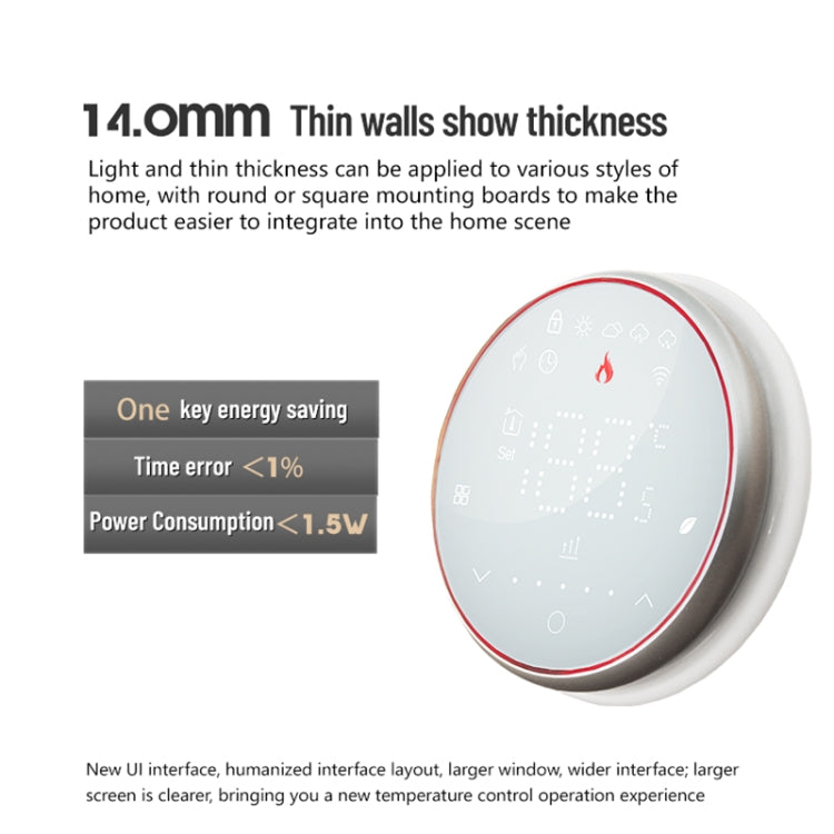 BHT-6001GBLW 95-240V AC 16A Smart Round Thermostat Electric Heating LED Thermostat Reluova