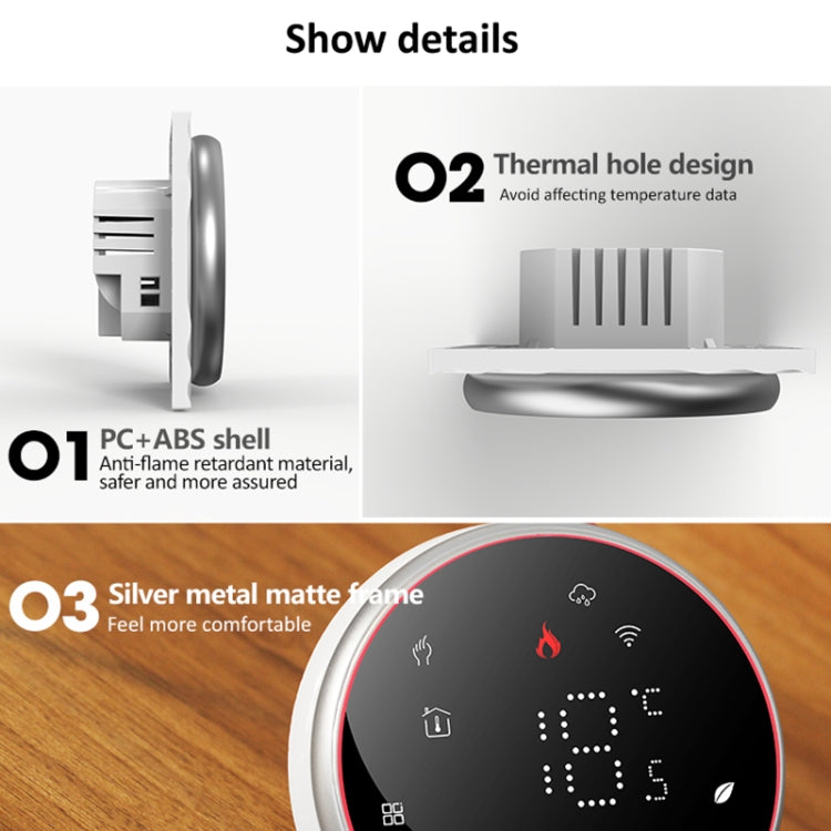 BHT-6001GBLW 95-240V AC 16A Smart Round Thermostat Electric Heating LED Thermostat