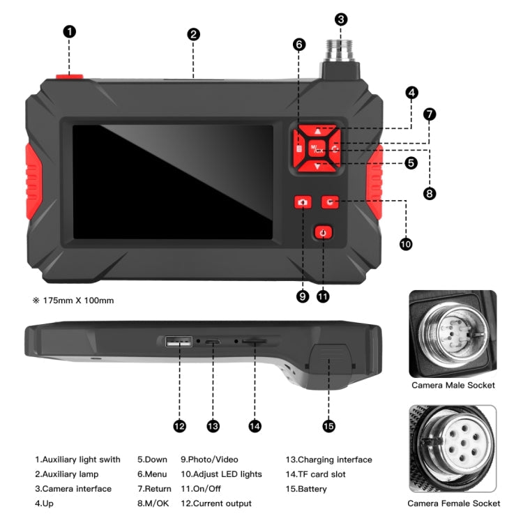 P30 5.5mm 1080P IP68 Waterproof 4.3 inch Screen Dual Camera Digital Endoscope