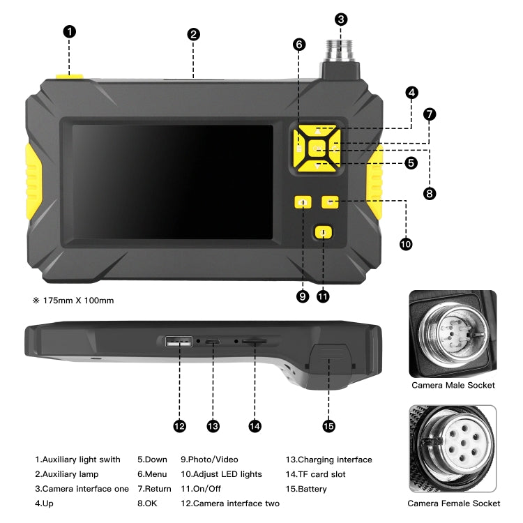 P30 3.9mm 1080P IP68 Waterproof 4.3 inch Screen Single Camera Digital Endoscope