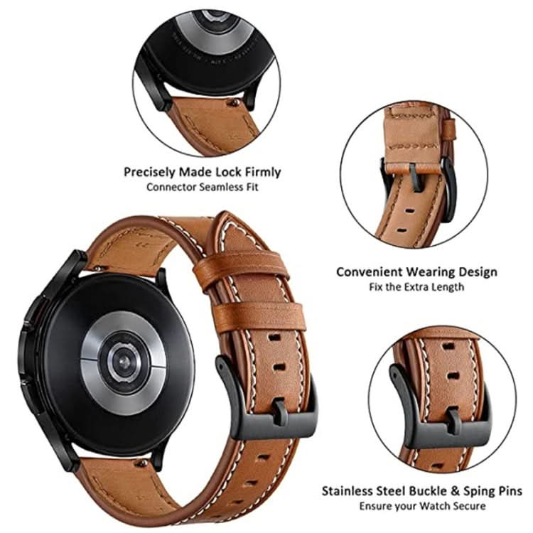 Stitching Black Buckle Genuine Leather Watch Band