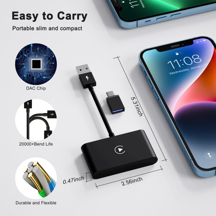 USB + USB-C / Type-C Wired to Wireless Carplay Adapter for iPhone ÎҵÄÉ̵ê