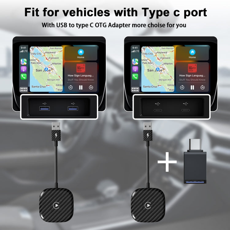 USB + USB-C / Type-C Wired to Wireless Carplay Adapter for iPhone ÎҵÄÉ̵ê