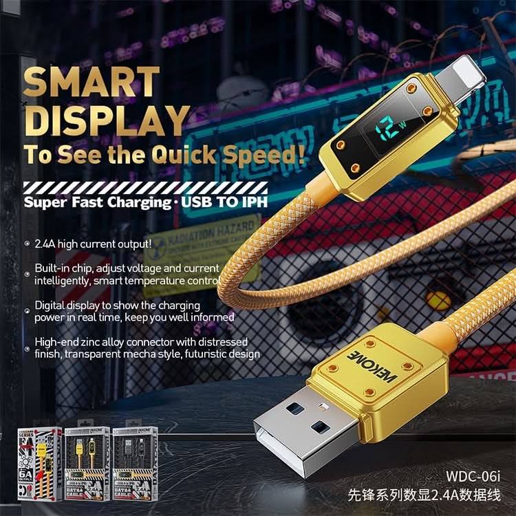 WK WDC-06i 2.4A USB to 8 Pin Digital Display Data Cable, Length: 1m