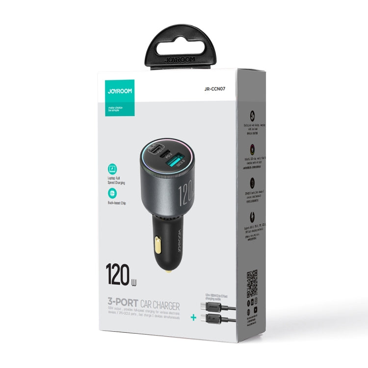 JOYROOM JR-CCN07 120W Dual PD+QC3.0 3-Port Car Charger