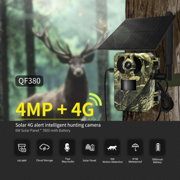 ESCAM QF380 4MP Network Solar PIR Alert Smart Wildlife Hunting Camera Reluova