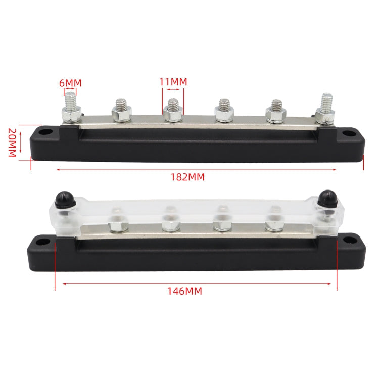 CP-3122 1 Pair 150A 48V RV Yacht Car High Current Single-row 4-way Terminal Busbar