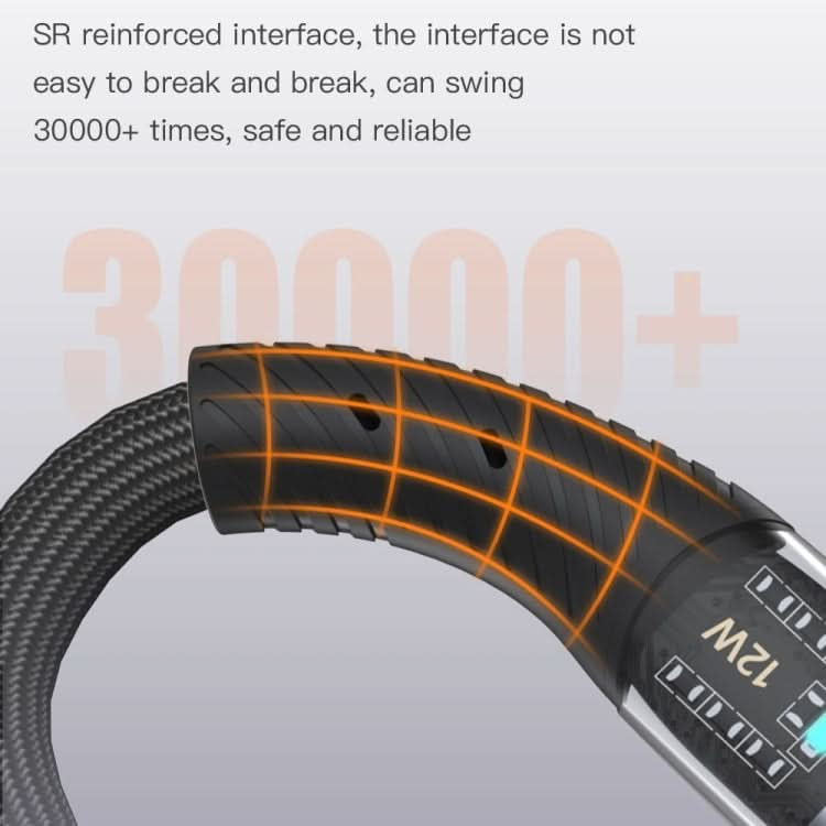 TOTU CB-8-L 12W USB to 8 Pin Transparent Braided Data Cable, Length: 1.5m