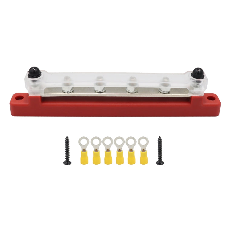 RV Yacht 150A High Current Single-row 4-way Busbar with 6pcs Terminals