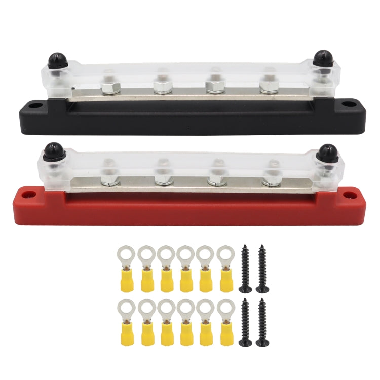 1 Pair RV Yacht 150A High Current Single-row 4-way Busbar with 12pcs Terminals