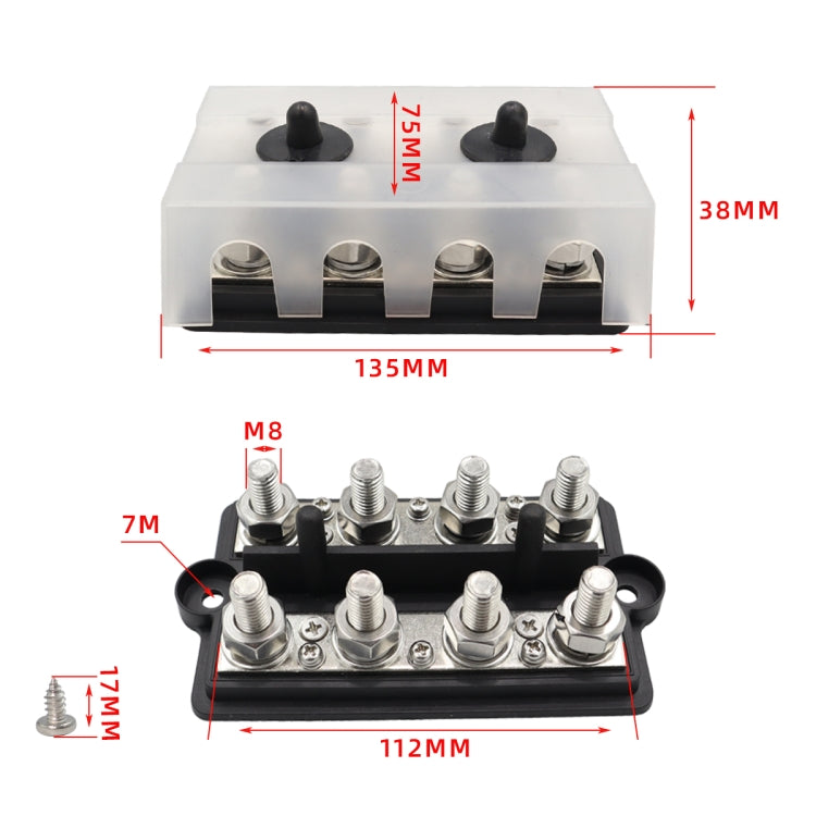 RV Modified Yacht Double-row 4-way Busbar with Dust Cover