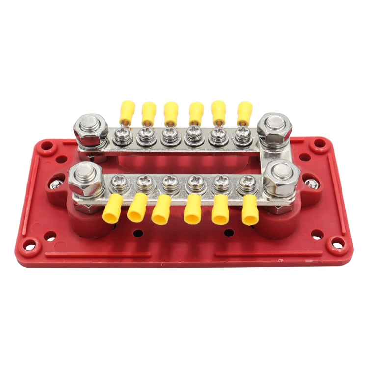 1 Pair 300A 12-48V RV Yacht Modified Double Row 12-way M6 Terminal Busbar with 24pcs Terminals