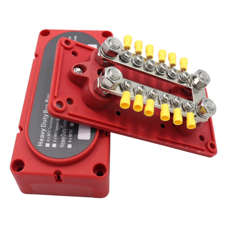 1 Pair 300A 12-48V RV Yacht Modified Double Row 12-way M6 Terminal Busbar with 24pcs Terminals