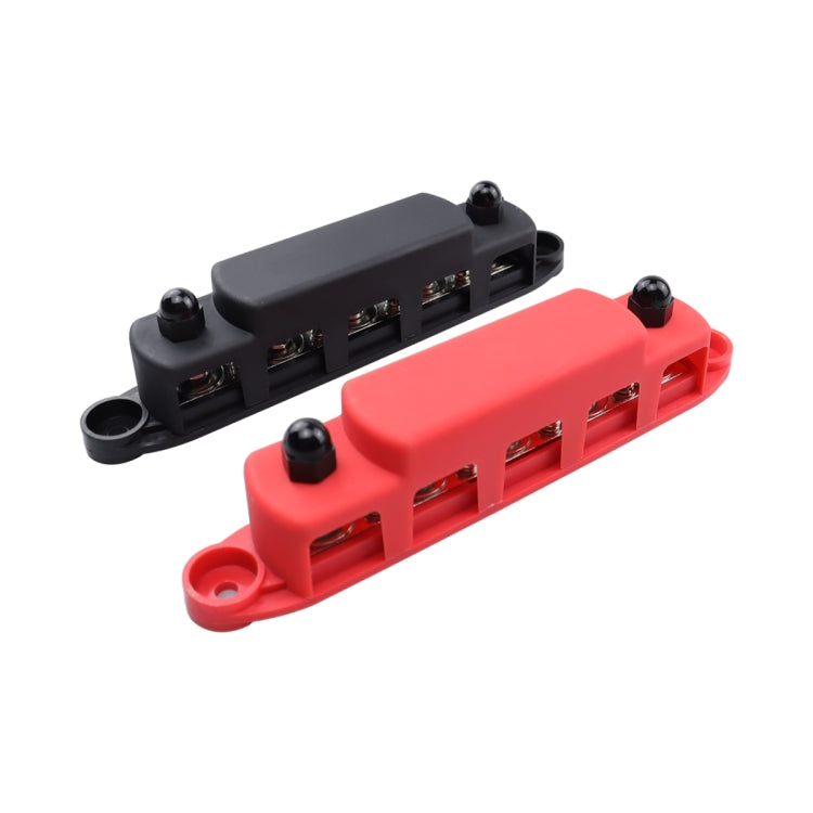 1 Pair RV Yacht M8 Single Row 5-way Power Distribution Block Busbar with Cover