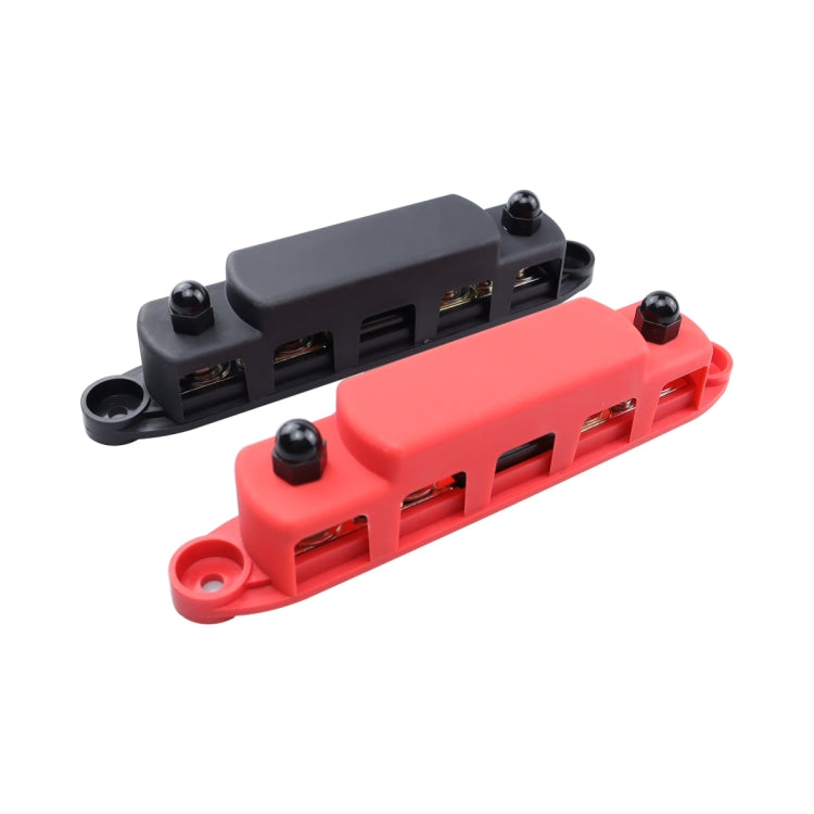 1 Pair RV Yacht M8 Single Row 4-way Power Distribution Block Busbar with Cover with 300A Fuse