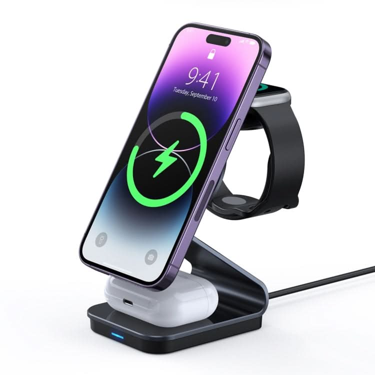 DUZZONA W15 15W 3 in 1 Transparent Magnetic Suction Wireless Charging Stand