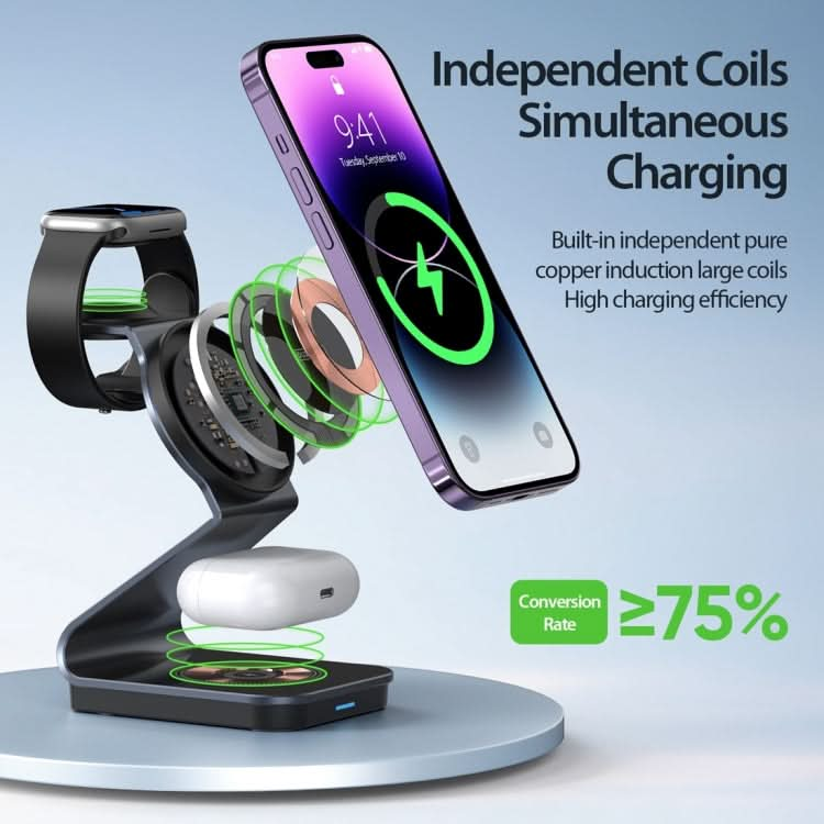 DUZZONA W15 15W 3 in 1 Transparent Magnetic Suction Wireless Charging Stand