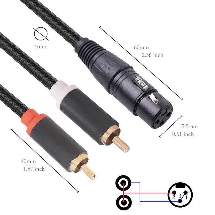 RCA20 XLR Female to Dual RCA Y-Splitter Audio Cable Reluova