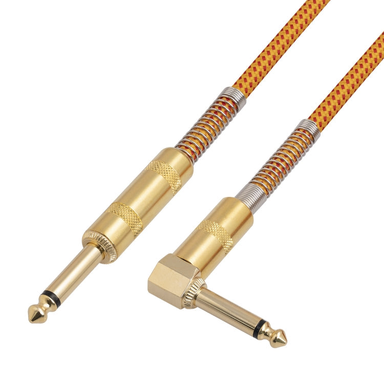 TC048GFY Gold-plating 6.35mm Male Straight to Elbow Audio Cable for Electric Guitar Drum, Length: 3m Reluova