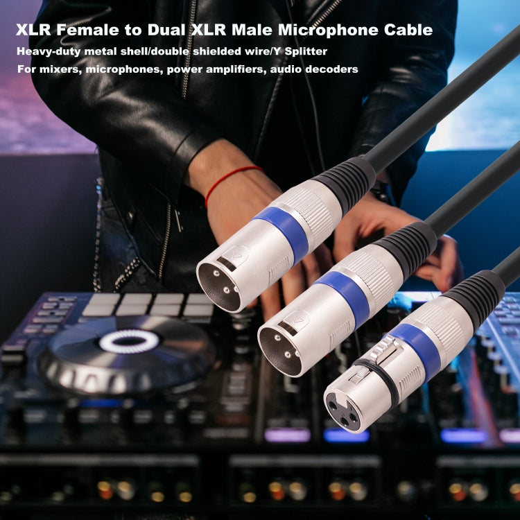 2055YMMF-05 XLR 3pin Female to Dual Male Audio Cable, Length: 50cm