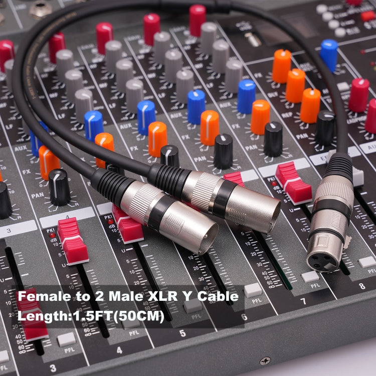 2055YMMF-05 XLR 3pin Female to Dual Male Audio Cable, Length: 50cm