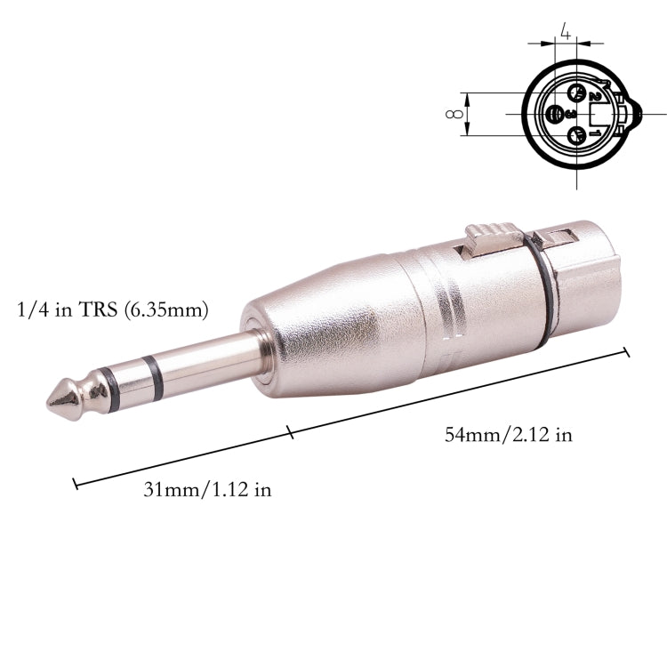 LZ1179 6.35mm 1/4 TRS Male to XLR 3pin Female Adapter Reluova