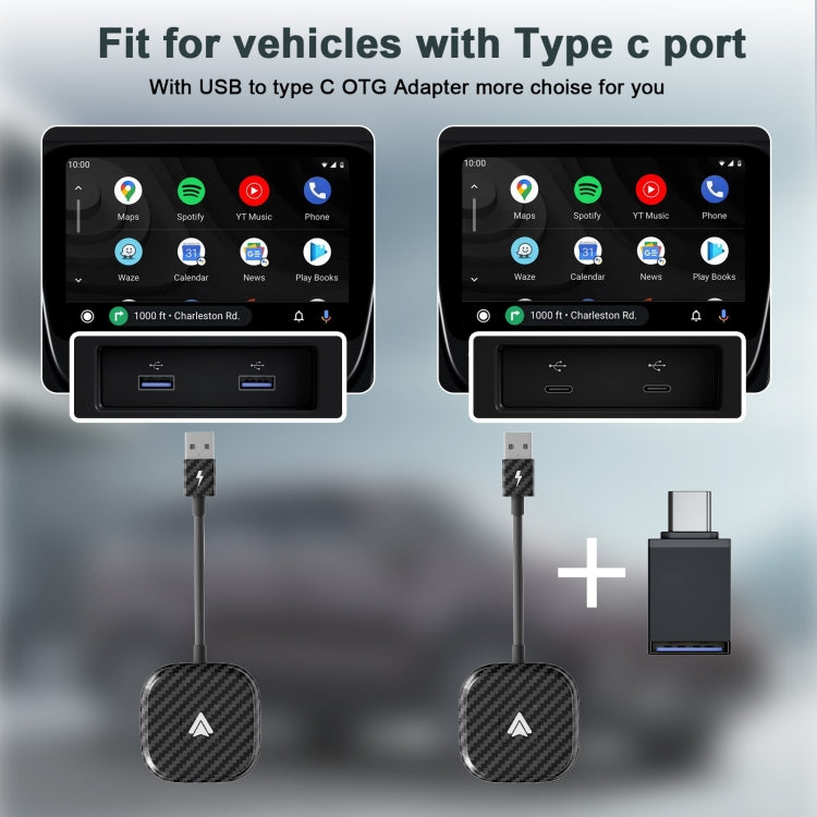 Carbon Fiber USB + USB-C / Type-C Wired to Wireless Carplay Adapter for Android ÎҵÄÉ̵ê