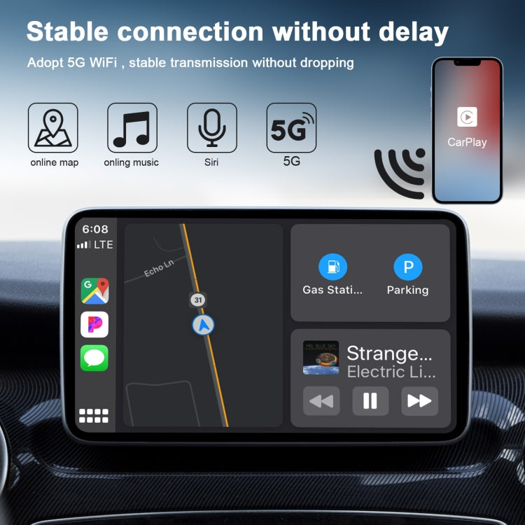 Carbon Fiber USB + USB-C / Type-C Wired to Wireless Carplay Adapter for iPhone ÎҵÄÉ̵ê